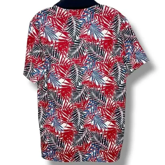 Goodfellow & Co Men’s Red White Blue Tropical Polo Shirt Wrinkle Resistant - Picture 2 of 9